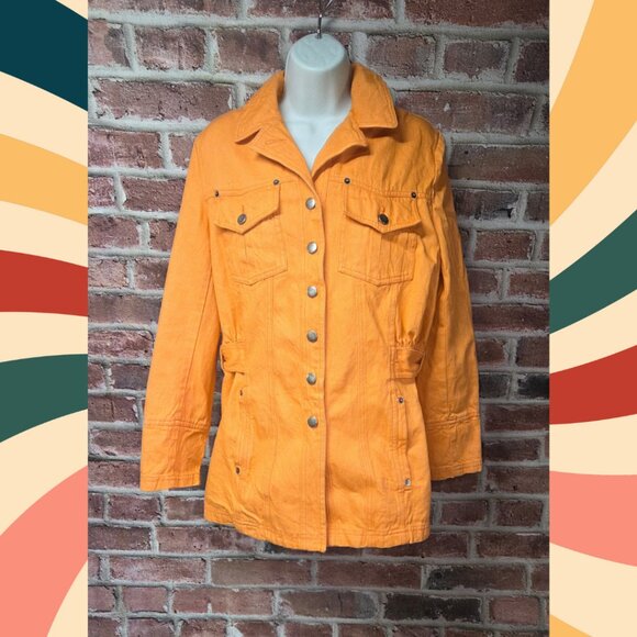 Together Denim Jacket 8 | Vintage 90s Utility Orange Cotton Streetwear Retro - Picture 1 of 8